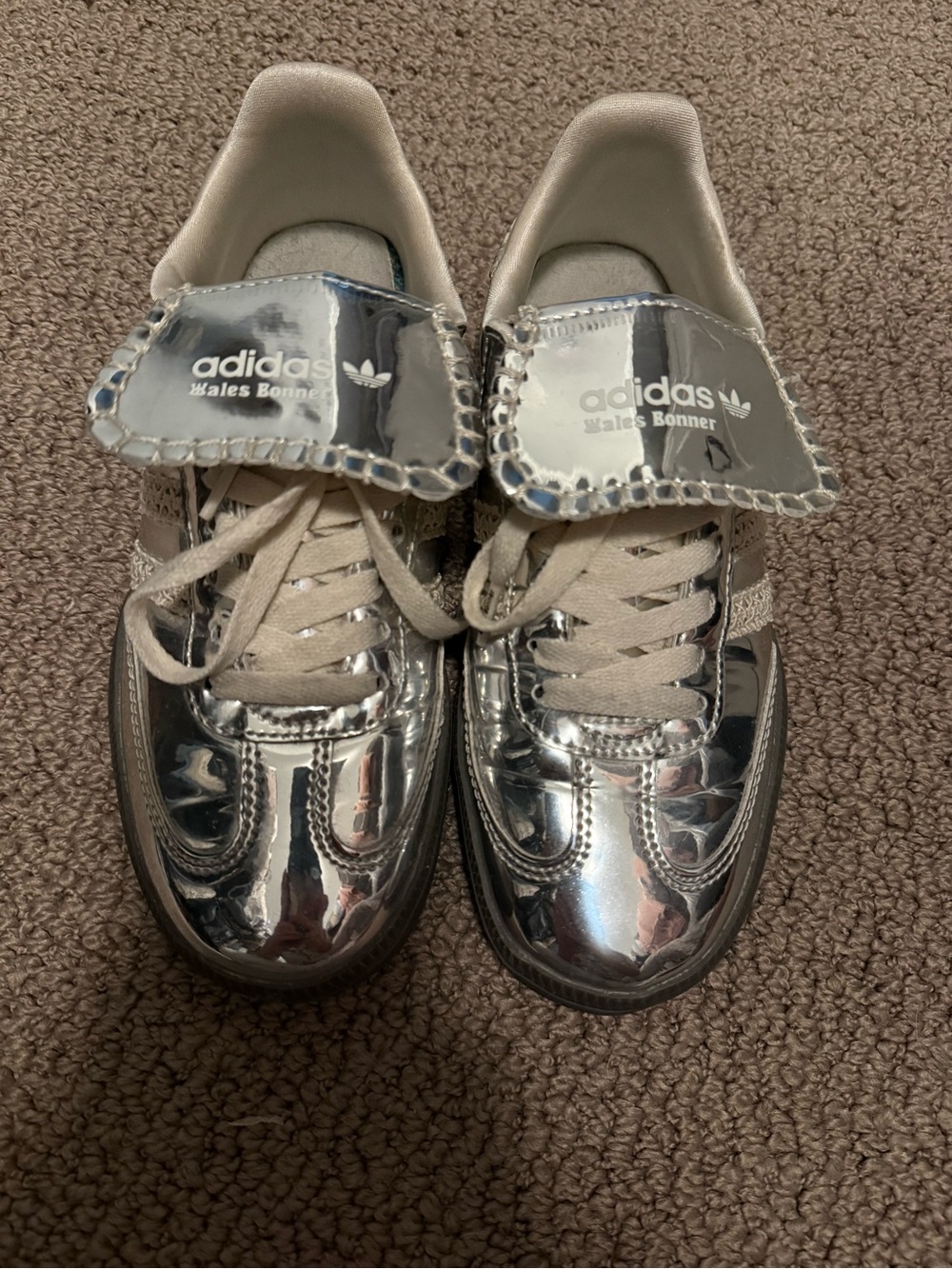 adidas Metallic Wales Bonner Samba Silver Sneakers - Picture 2 of 6